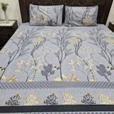 3 Pcs Yellow accented gray botanical bedsheet set