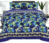 3 Pcs Royal Bloom Blue Floral Bedsheet Set