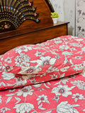 3 Pcs Elegance Coral Bedsheet Set With Matching Pillow Covers